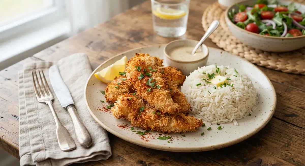 Crispy Oven-Baked Chicken Tenders with Rice